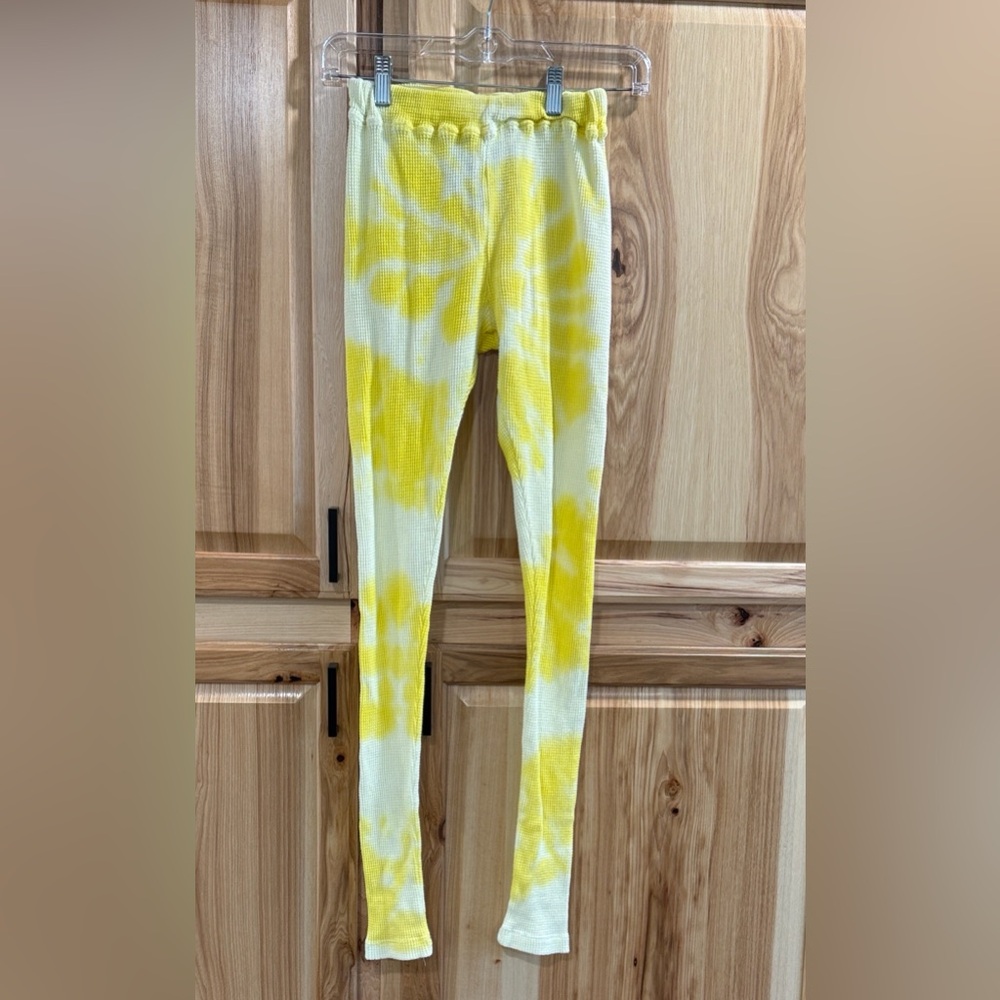 Electric Lemonade La Detresse Women’s Yellow Tie-Dye Ribbed Thermal Leggings XS